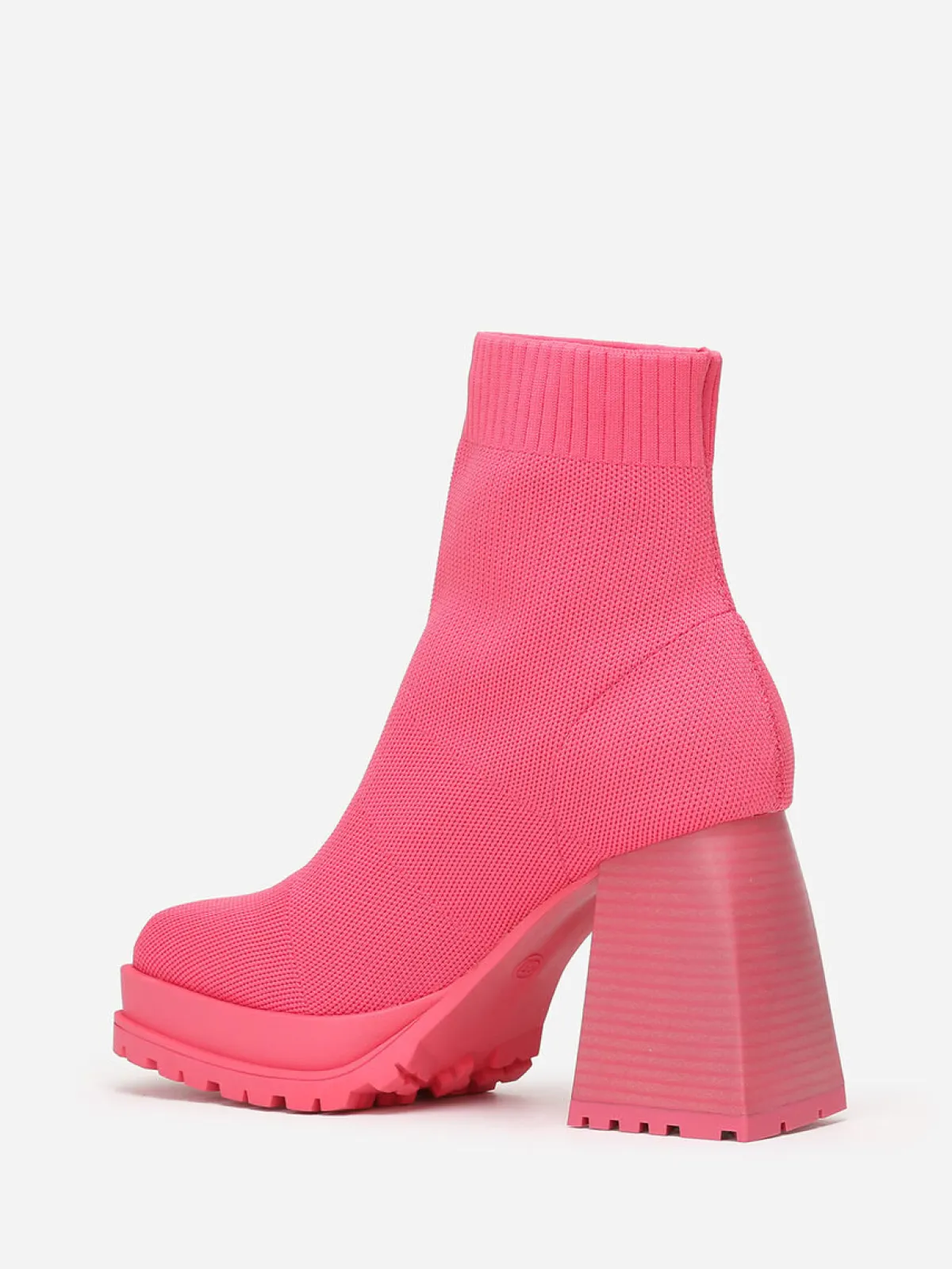 Outlet La Modeuse Bottines chaussettes à talon trapèze Fuchsia
