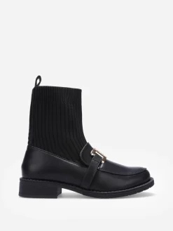 Discount La Modeuse Bottines chaussettes style mocassins Noir