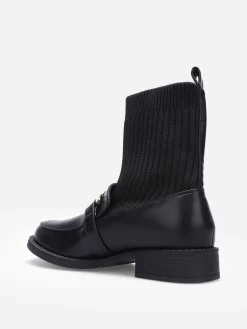 Discount La Modeuse Bottines chaussettes style mocassins Noir