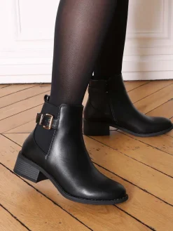 Sale La Modeuse Bottines Chelsea à bride et boucle Noir