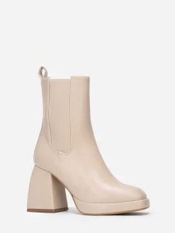 Hot La Modeuse Bottines chelsea à plateforme Beige