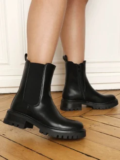 New La Modeuse Bottines chelsea à semelle chunky Noir