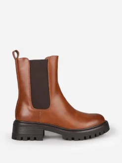 Outlet La Modeuse Bottines chelsea à semelle chunky Camel