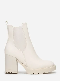 Discount La Modeuse Bottines Chelsea à talon cranté Beige