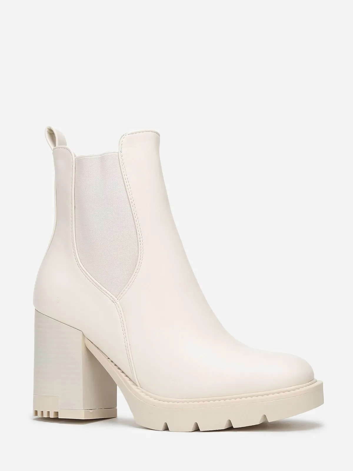 Discount La Modeuse Bottines Chelsea à talon cranté Beige