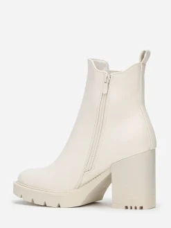 Discount La Modeuse Bottines Chelsea à talon cranté Beige