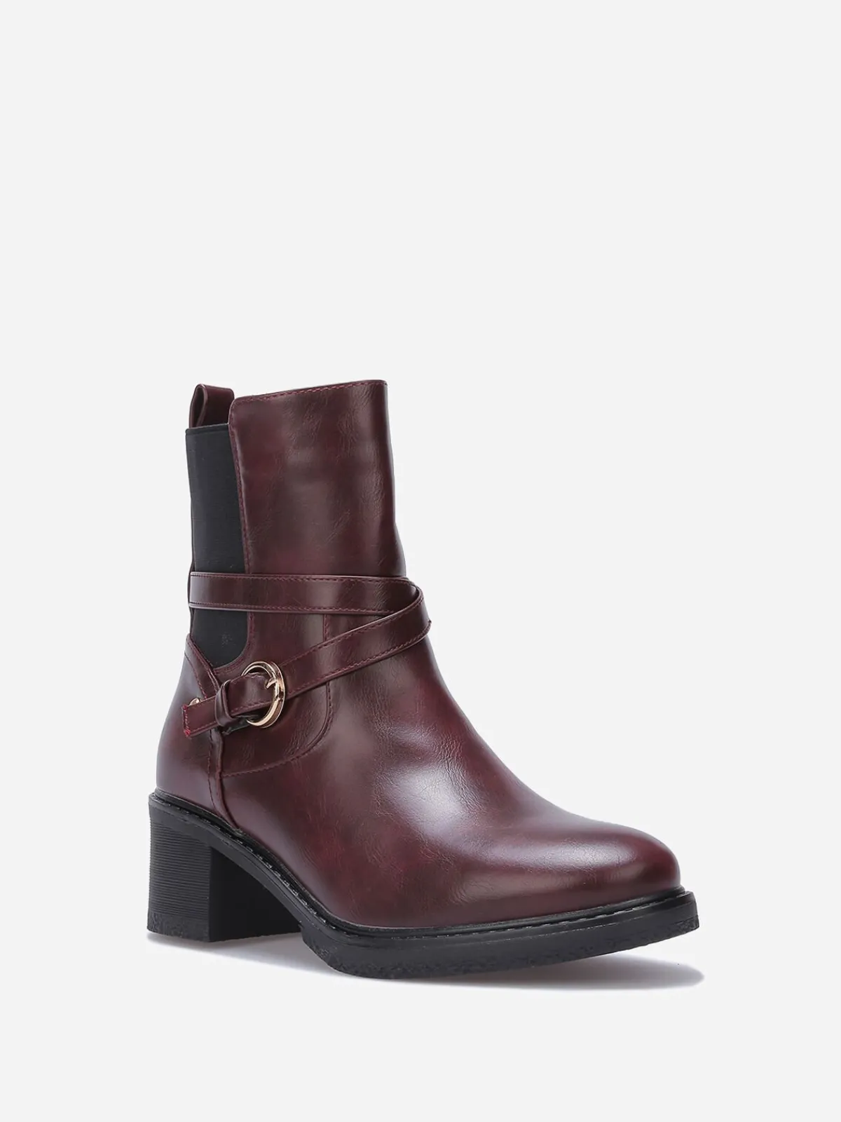 Hot La Modeuse Bottines chelsea à talon et fine bride Rouge