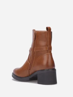 Outlet La Modeuse Bottines chelsea à talon et fine bride Camel