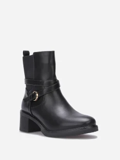 Hot La Modeuse Bottines chelsea à talon et fine bride Noir