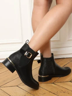 Online La Modeuse Bottines chelsea avec paillettes Noir