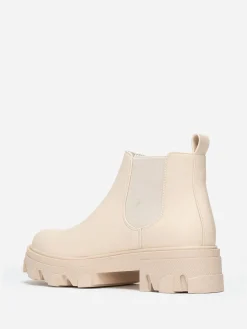 New La Modeuse Bottines chelsea basses à semelle crantée Beige