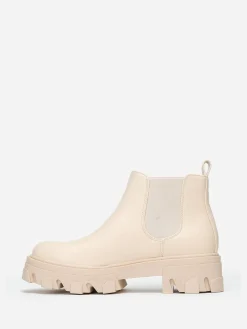 New La Modeuse Bottines chelsea basses à semelle crantée Beige