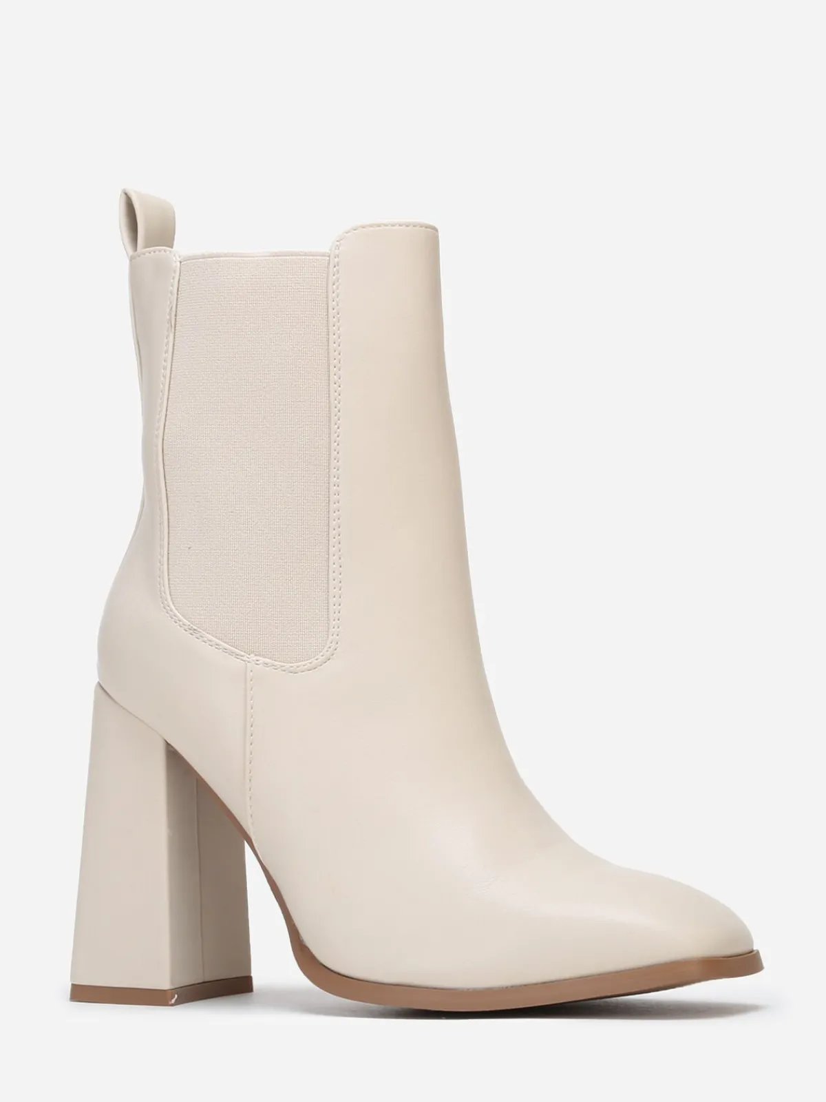 Sale La Modeuse Bottines chelsea carrées à talon Beige