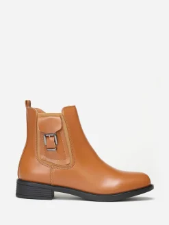 Clearance La Modeuse Bottines chelsea en simili à boucle Camel