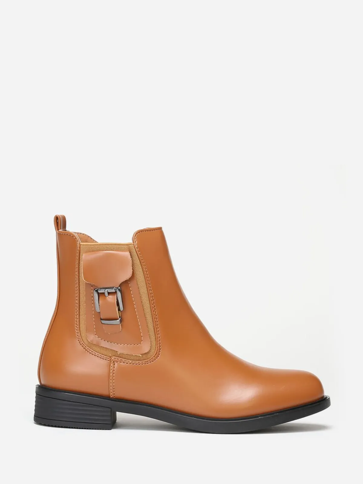 Clearance La Modeuse Bottines chelsea en simili à boucle Camel