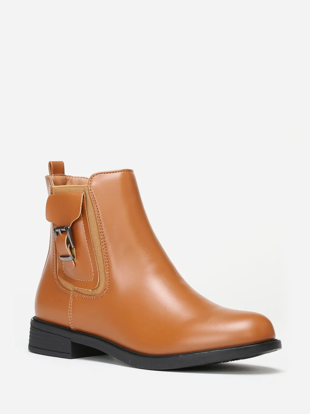 Clearance La Modeuse Bottines chelsea en simili à boucle Camel