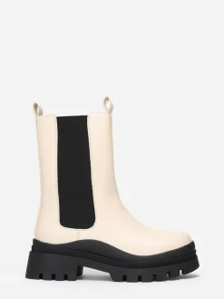 Outlet La Modeuse Bottines chelsea en simili crantées Beige