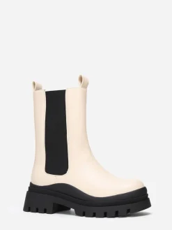 Outlet La Modeuse Bottines chelsea en simili crantées Beige