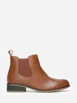 Clearance La Modeuse Bottines chelsea marron en simili à bout rond Camel