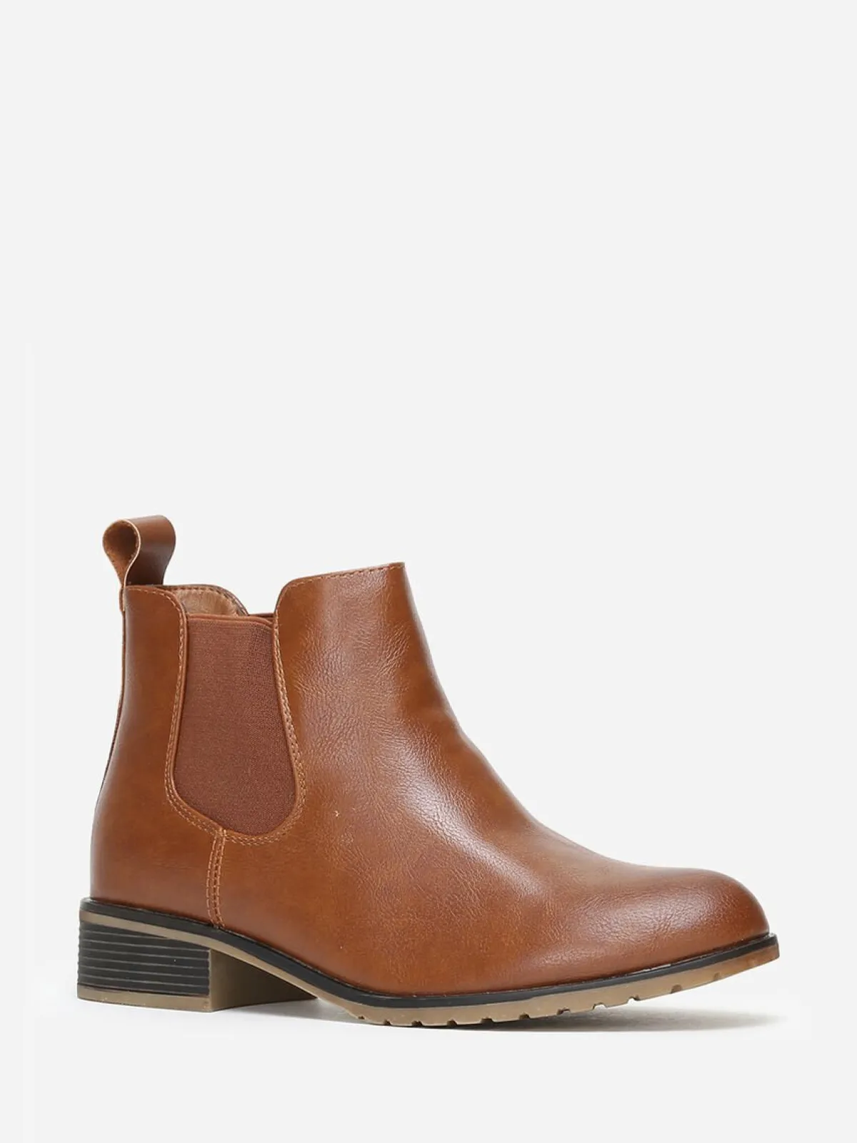 Clearance La Modeuse Bottines chelsea marron en simili à bout rond Camel