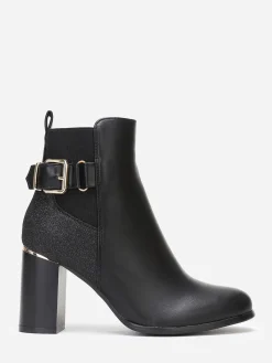 Discount La Modeuse Bottines chelsea pailletées à talon Noir
