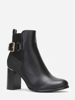 Discount La Modeuse Bottines chelsea pailletées à talon Noir