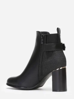 Discount La Modeuse Bottines chelsea pailletées à talon Noir