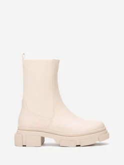 Outlet La Modeuse Bottines chelsea stretch et crantées Beige