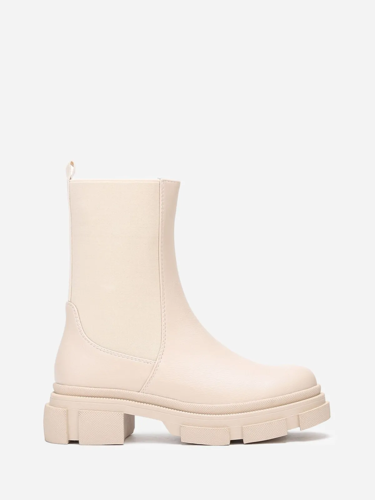Outlet La Modeuse Bottines chelsea stretch et crantées Beige