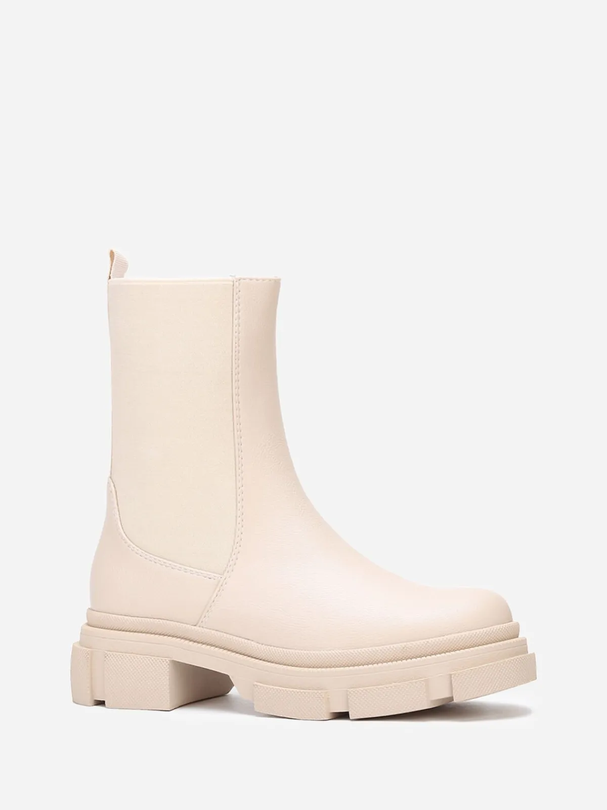 Outlet La Modeuse Bottines chelsea stretch et crantées Beige