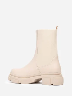 Outlet La Modeuse Bottines chelsea stretch et crantées Beige