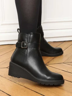 Online La Modeuse Bottines compensées à boucle Noir