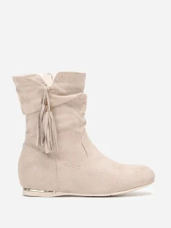 Online La Modeuse Bottines compensées à pampilles Beige