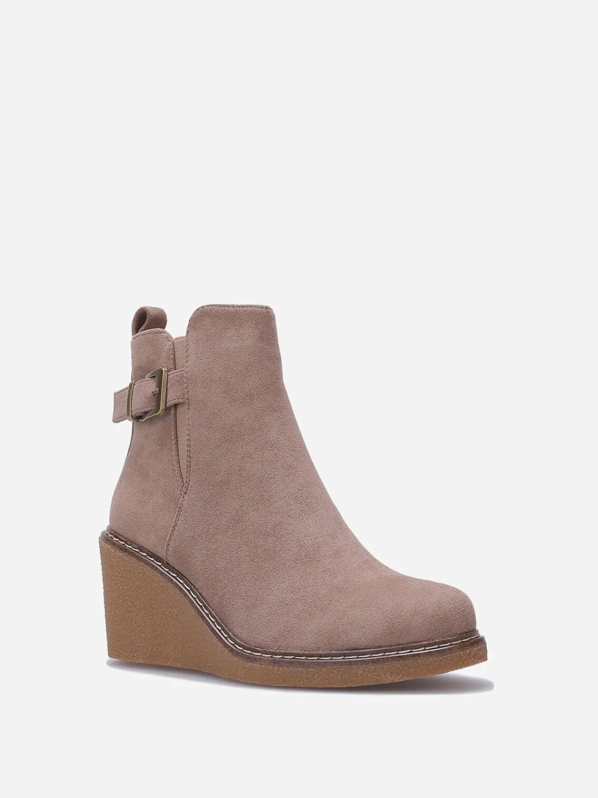 Online La Modeuse Bottines compensées en suédine Taupe