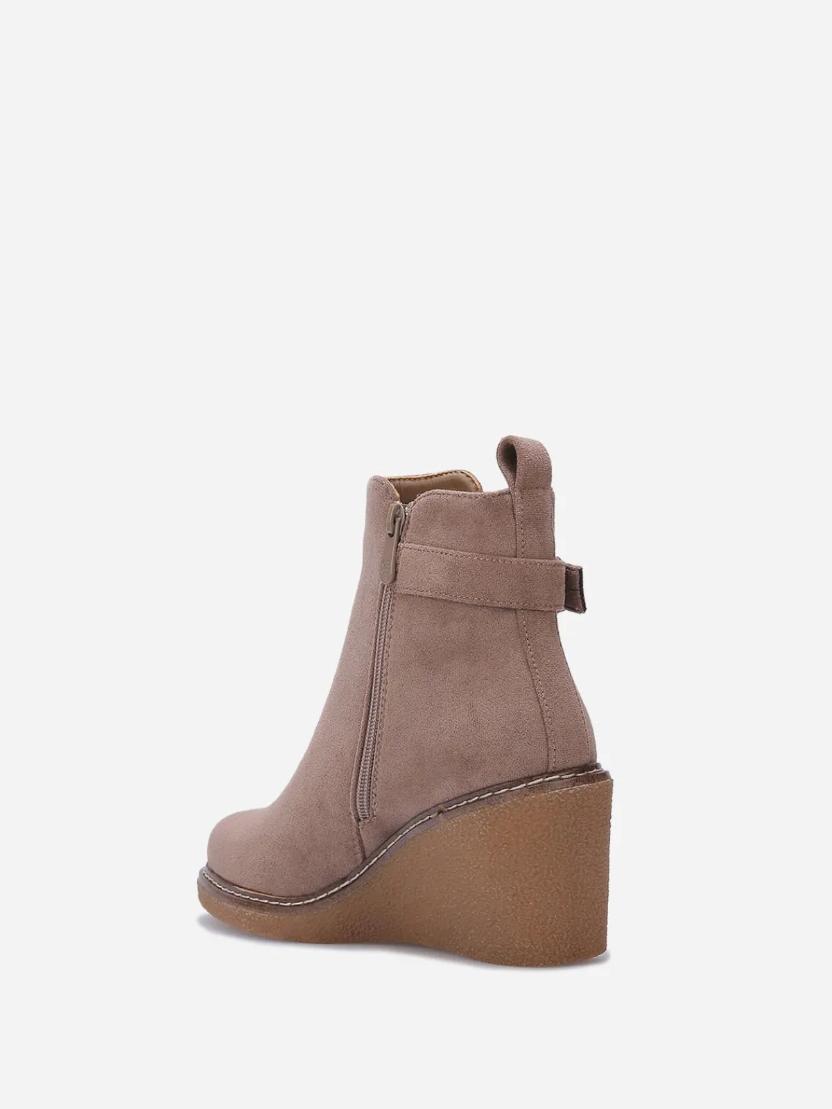 Online La Modeuse Bottines compensées en suédine Taupe