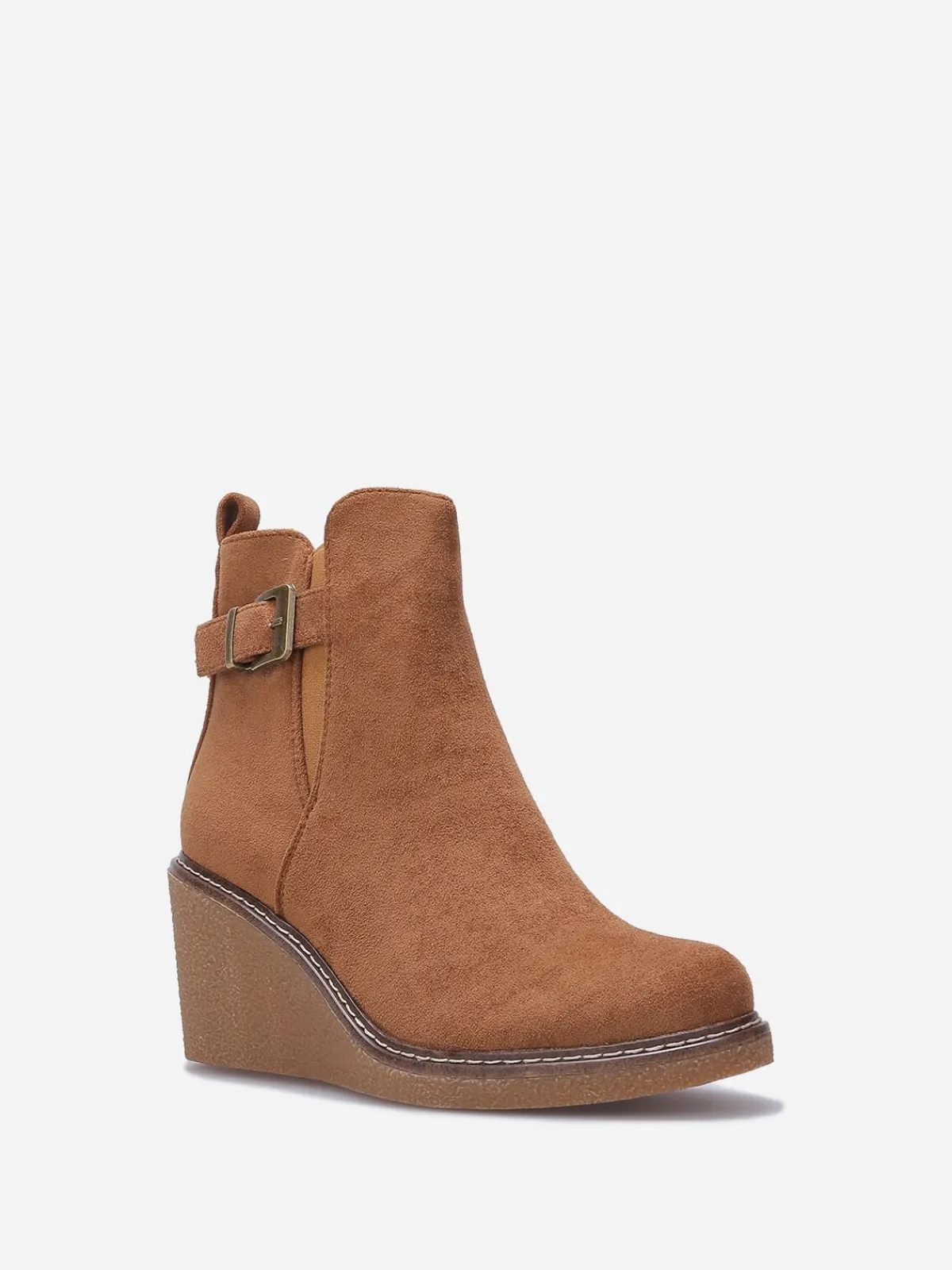 Best La Modeuse Bottines compensées en suédine Camel