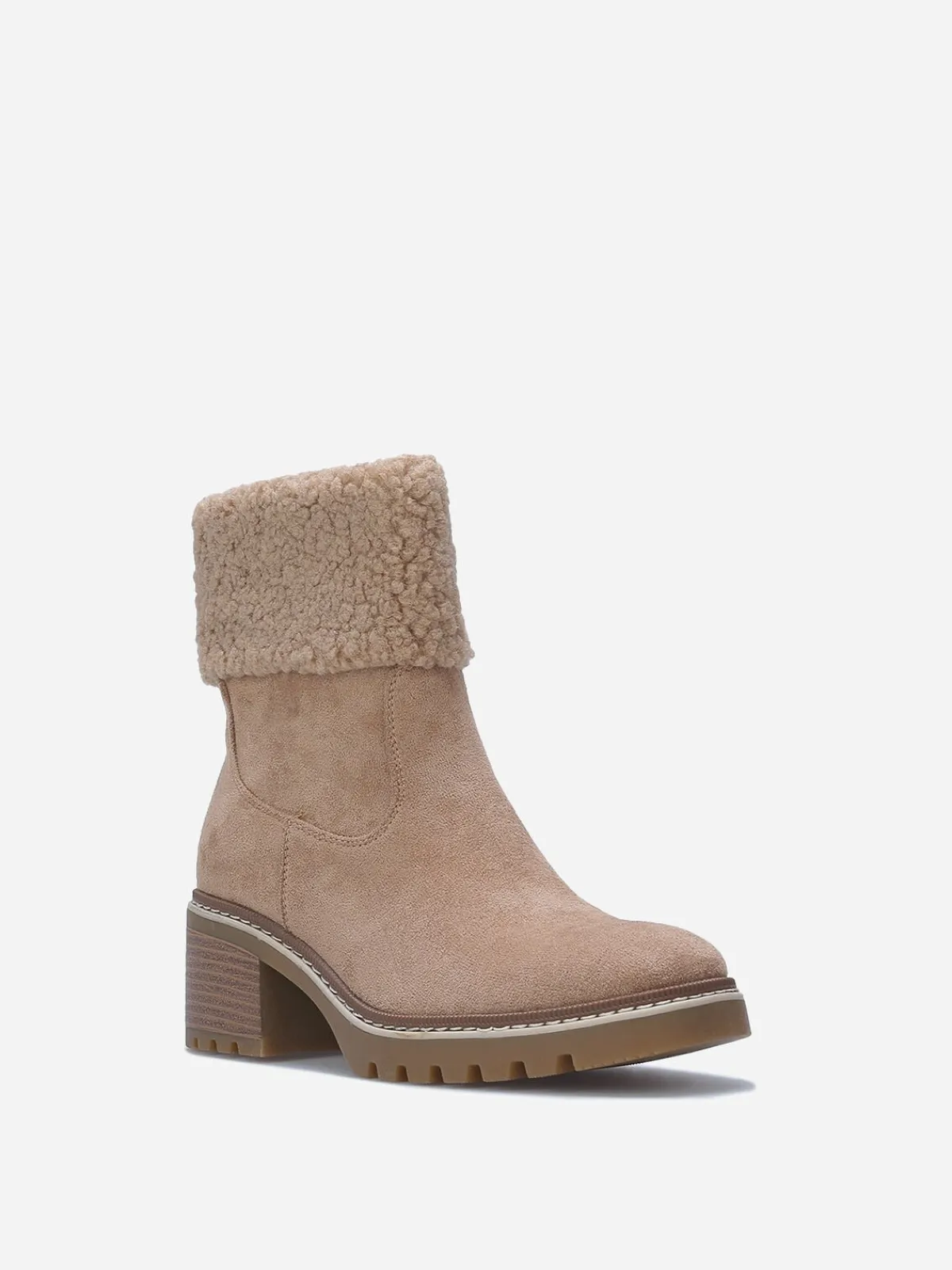Outlet La Modeuse Bottines crantées et fourrées Taupe