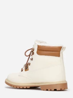 La Modeuse Bottines écrues style rangers fourrées Blanc