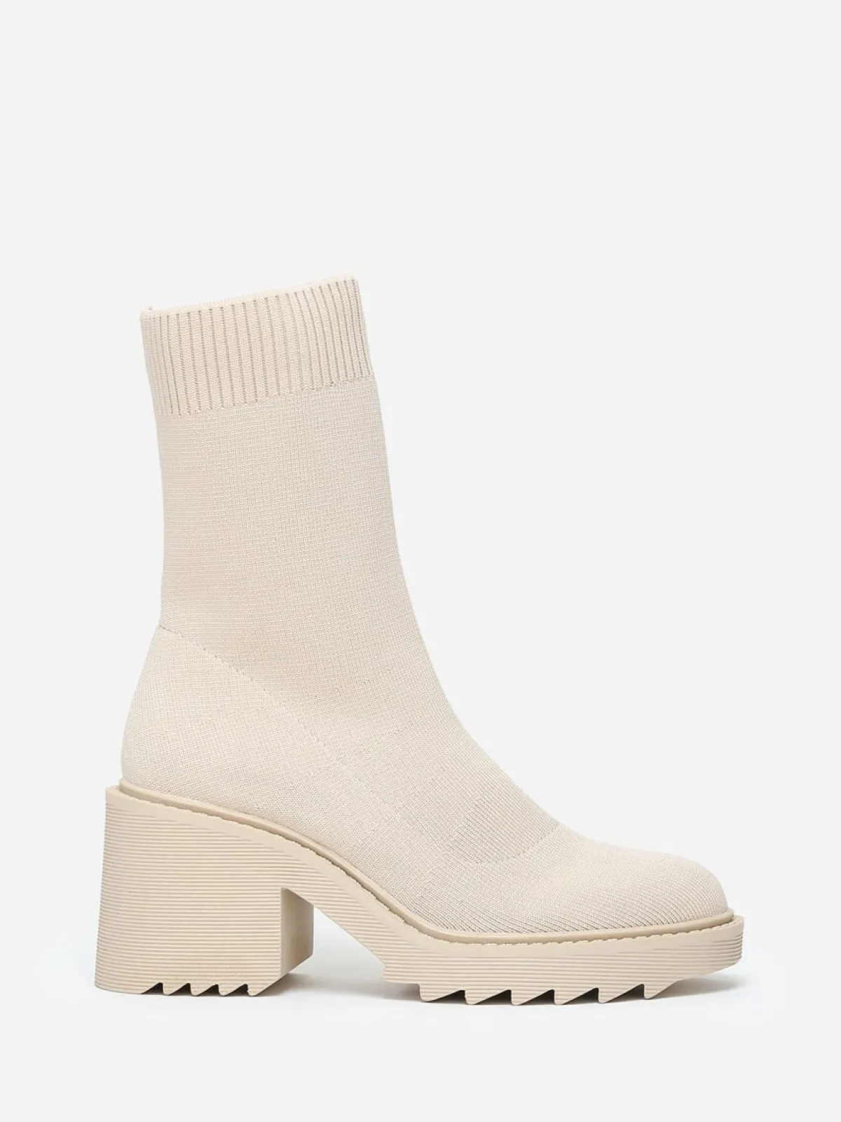 Hot La Modeuse Bottines en maille à semelle crantée Beige