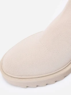 Hot La Modeuse Bottines en maille à semelle crantée Beige