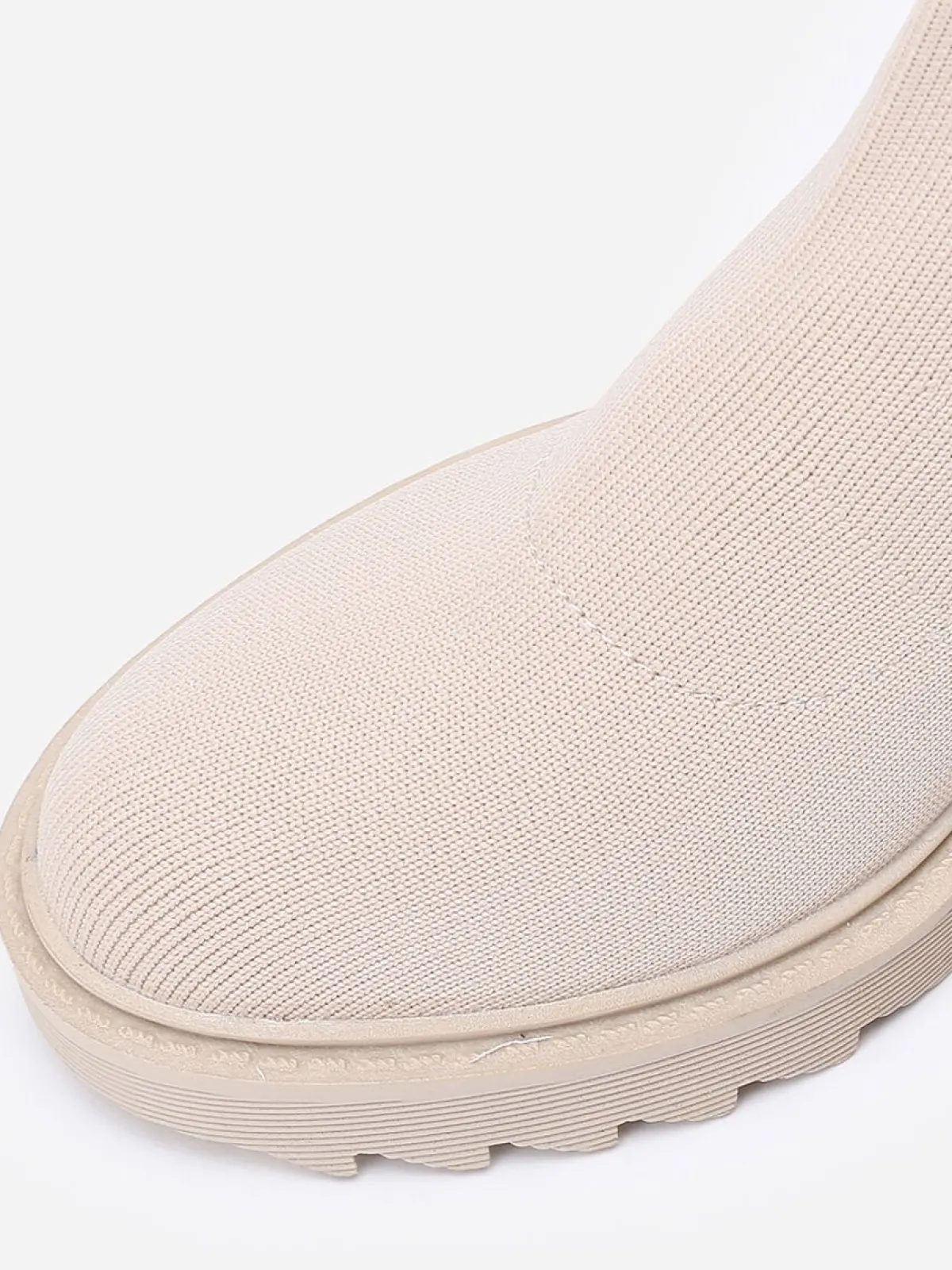 Hot La Modeuse Bottines en maille à semelle crantée Beige