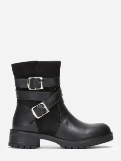 New La Modeuse Bottines en simili et suédine à multi-brides Noir