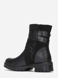 New La Modeuse Bottines en simili et suédine à multi-brides Noir
