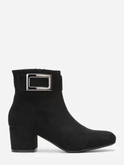 Discount La Modeuse Bottines en suédine à boucle rectangle Noir