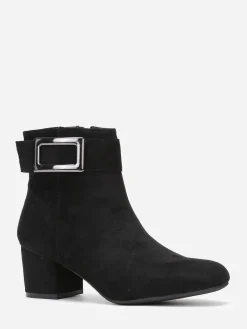 Discount La Modeuse Bottines en suédine à boucle rectangle Noir