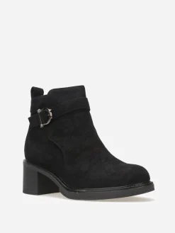 Discount La Modeuse Bottines en suédine à boucle métallique Noir