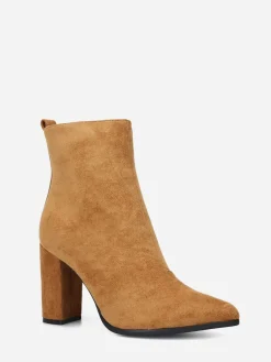Hot La Modeuse Bottines en suédine à bout pointu Camel