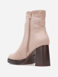 Clearance La Modeuse Bottines en suédine à bout et talon carrés Taupe