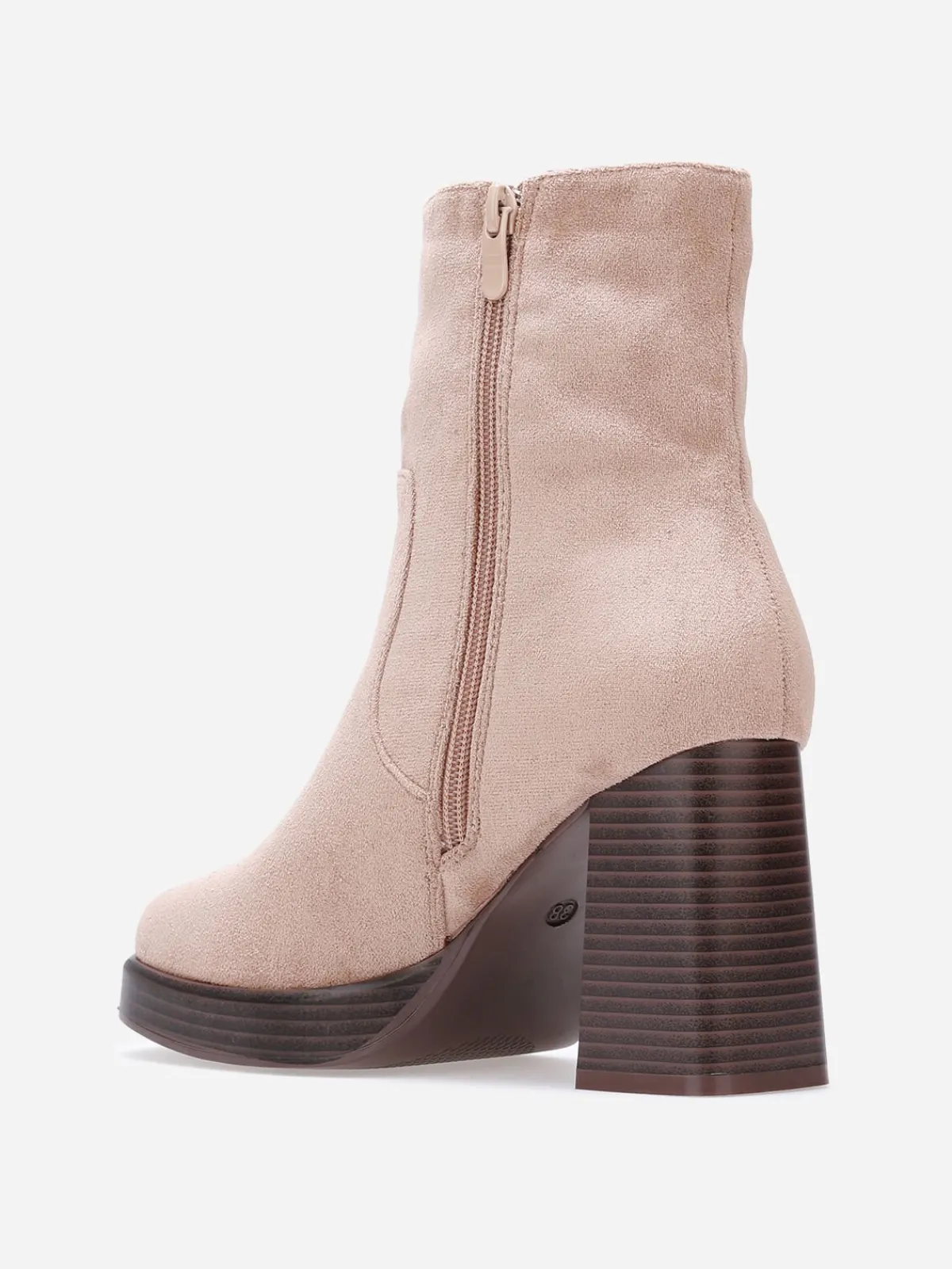 Clearance La Modeuse Bottines en suédine à bout et talon carrés Taupe