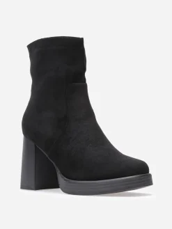 La Modeuse Bottines en suédine à bout et talon carrés Noir